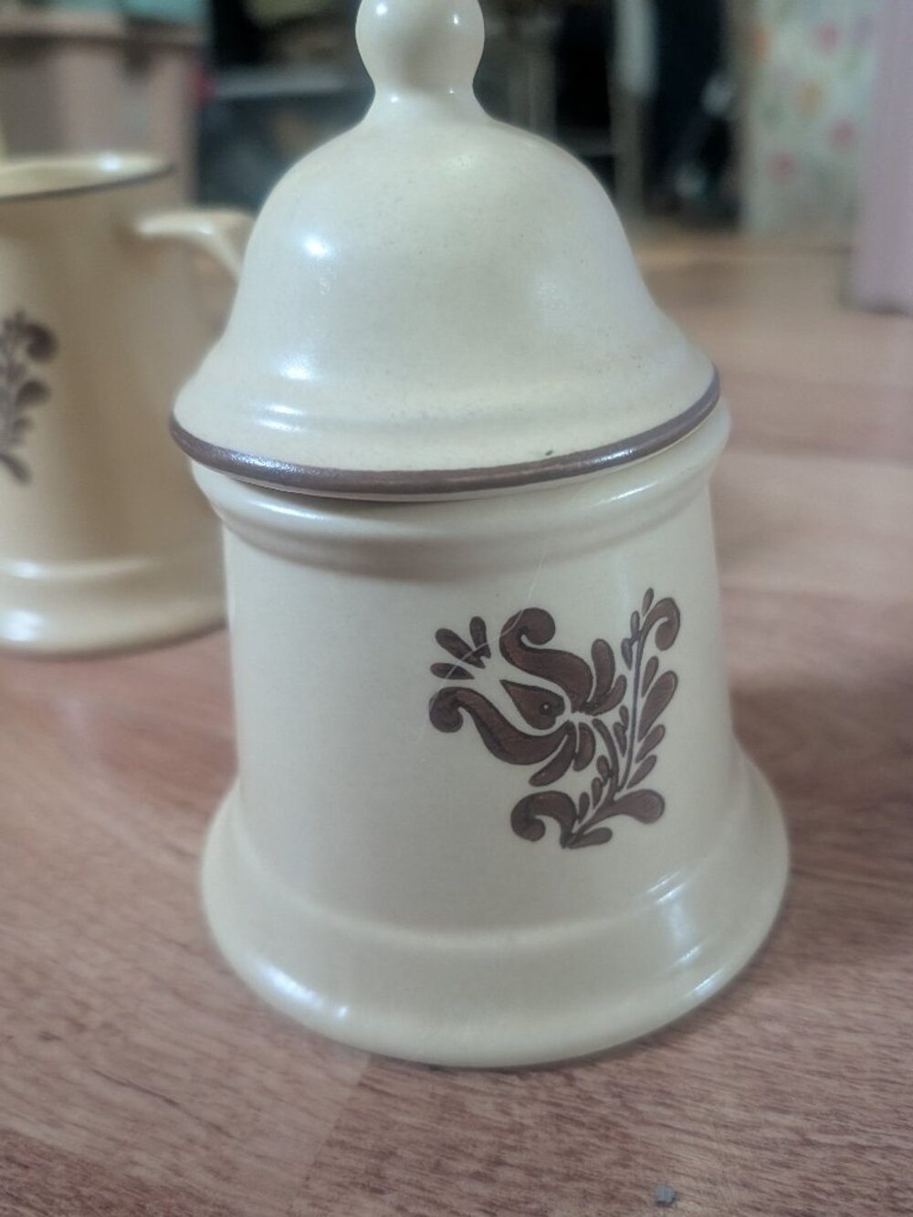 MCM Vintage Pfaltzgraff Village Stoneware Cream and Sugar Set with Lid